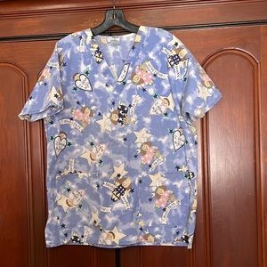 Medline I Believe In Angels Women’s Scrub Top Size Large